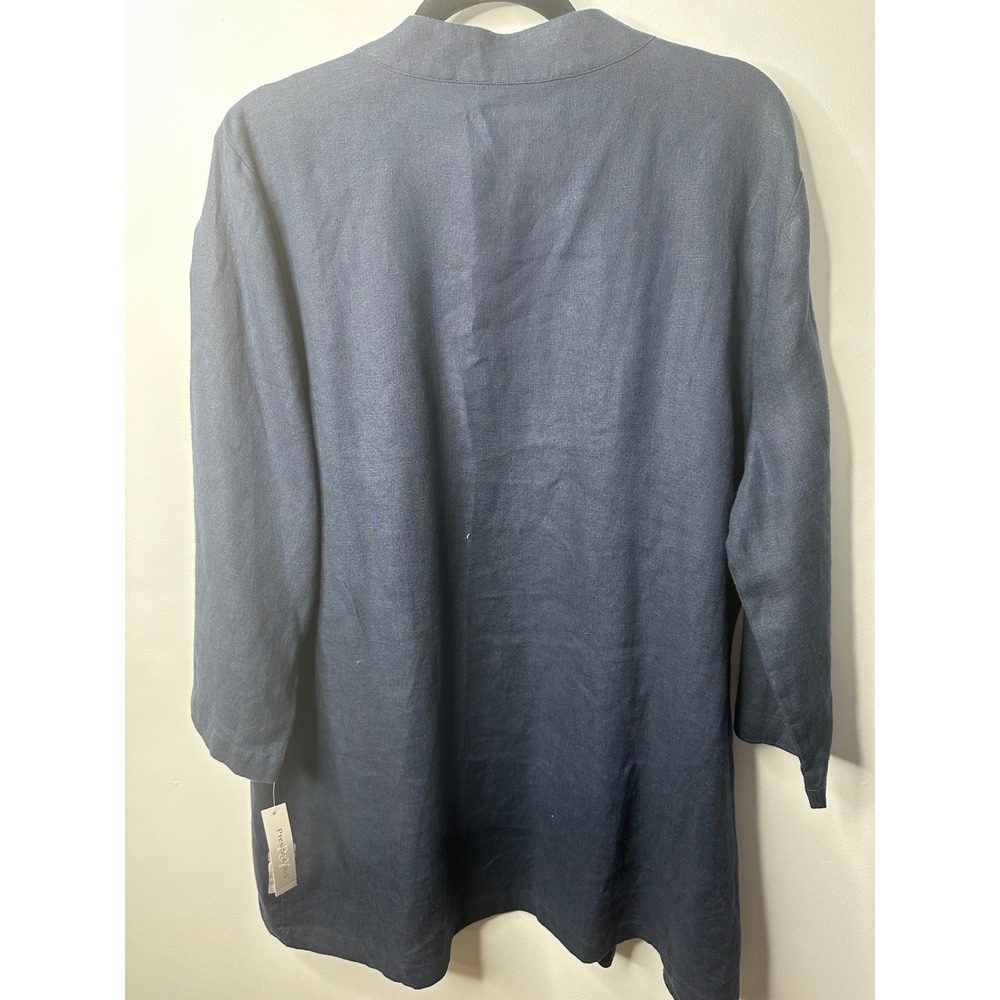 Preston & York Navy Blue 100% Linen Open Front Cardigan Duster Size 16 NWT - Picture 2 of 2